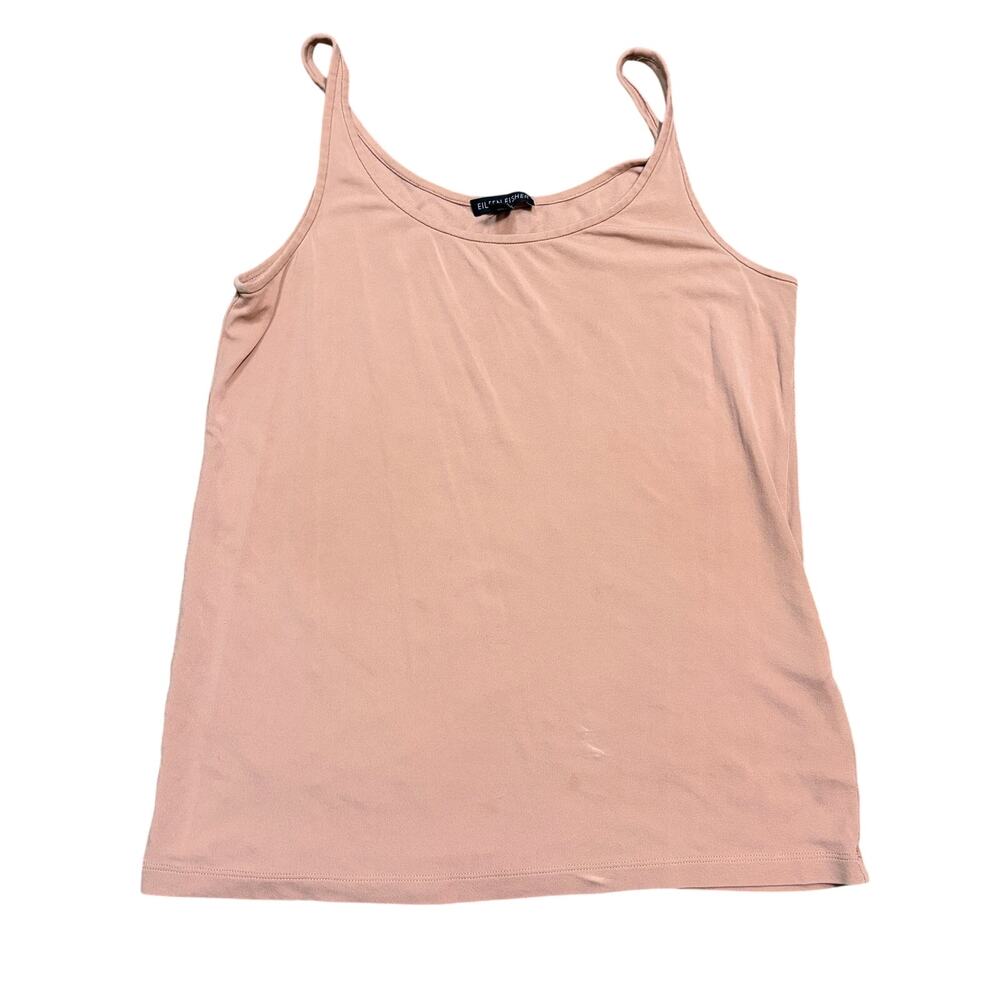 Eileen Fisher 100% Silk Tank Top Natural Tan Elevated Basic Quiet Luxury Small